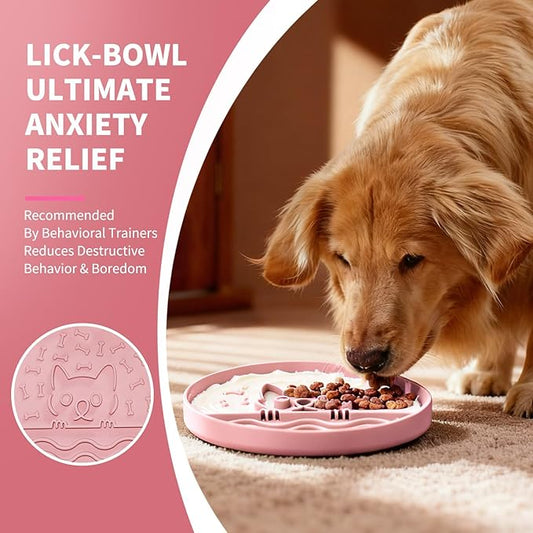 Slow Feeder Dog Bowl with Non-Slip Base, Silicone Puzzle Dog Food Bowl with Unique Design, Slow Feeding Bowl for All Types of Dogs Cats, Interactive Slow Eating, Anti-Choking