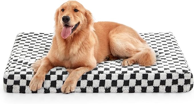 JOEJOY Dog Bed for Large Dogs, Large Orthopedic Dog Bed with Removable Washable Cover, Cute Modern Plush & Memory Egg Crate Foam Dog Bed, 36 x 27 inch, Grey