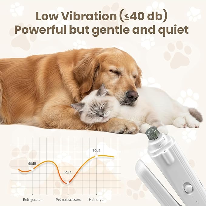 2-in-1 Electric Dog Nail Grinder & Clipper with LED Light, Rechargeable Quiet Pet Nail Trimmer with Safety Guard for Dogs and Cats