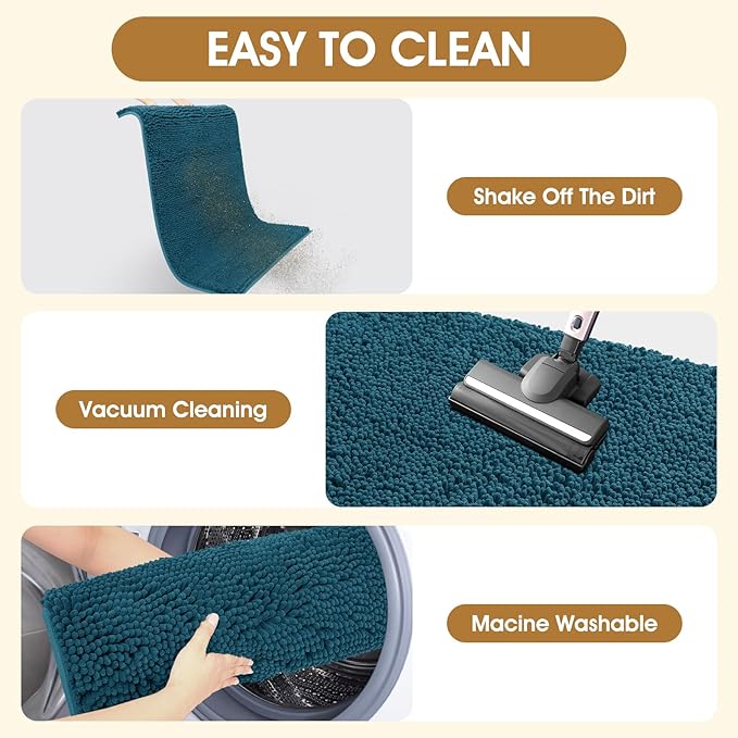 IM HOME Large Dog Door Mats for Muddy Paws, 48" x 30" Chenille Absorbent Mud Mat for Dogs, Non Slip Heavy Dog Rugs for Muddy Paws, Soft Indoor Door Mat for Entryway, Mud Paw, Inside Floor, Teal Blue