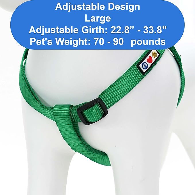 Pawtitas Personalized Dog & Puppy Harness Large Lush Green Custom ID Tag Adjustable No Pull Vest