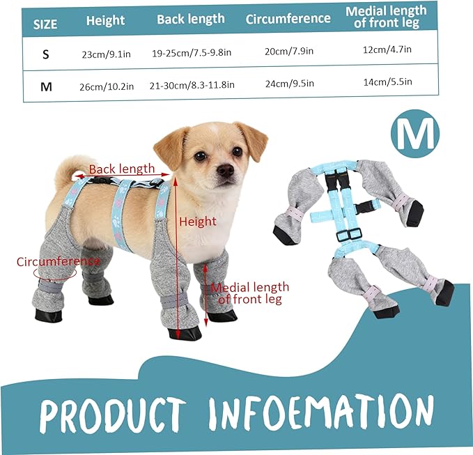 Dog Suspender Boots Waterproof Winter Snow Dog Boots with Harness Adjustable Non-Slip Protective Outdoor Walking Suspender Shoes for Puppies, M