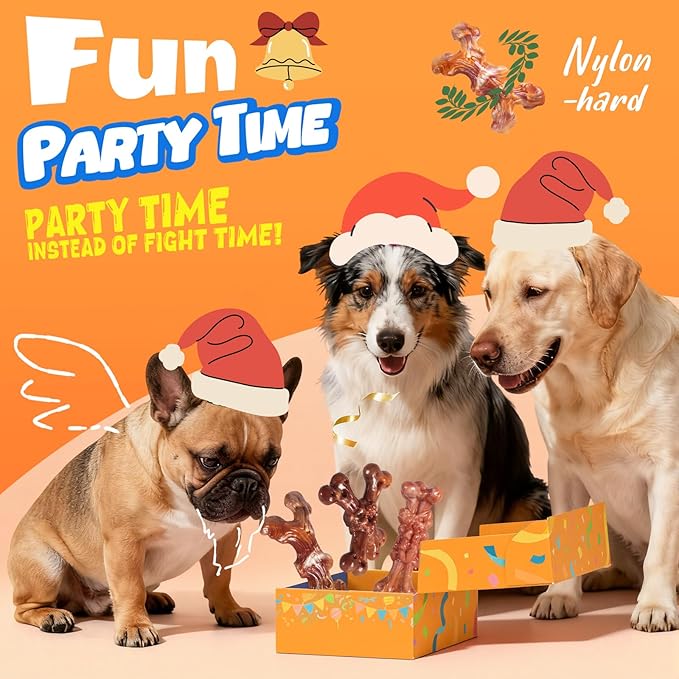 Dog Toys for Aggressive Chewers: Gift Box with 3 Pack Dog Chew Toys, Indestructible Dog Toy for Large Dogs Birthday, Tough Dog Toys to Keep Them Busy, Chew Toys for Dogs, Bacon Flavor