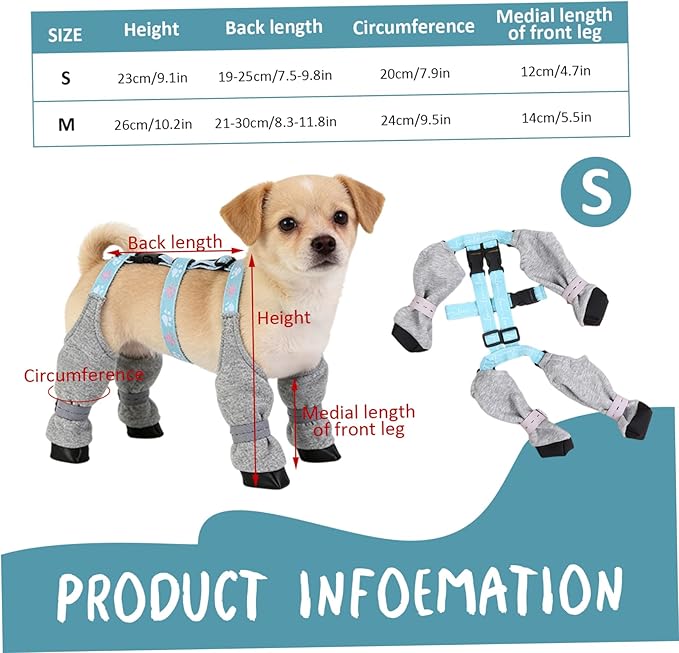 Waterproof Winter Dog Suspender Boots, Adjustable Non-Slip Snow Shoes with Harness for Puppy Outdoor Walking(S)