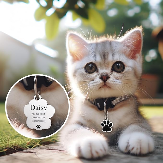 YEHANTI Dog Tags Personalized for Pets, Durable Stainless Steel Glitter Paw Print Pet ID Tags with 4 Line Texts and Icons Engraved, Custom Dog ID Tags and Name Tags for Large Small Dogs Cats (Blue)