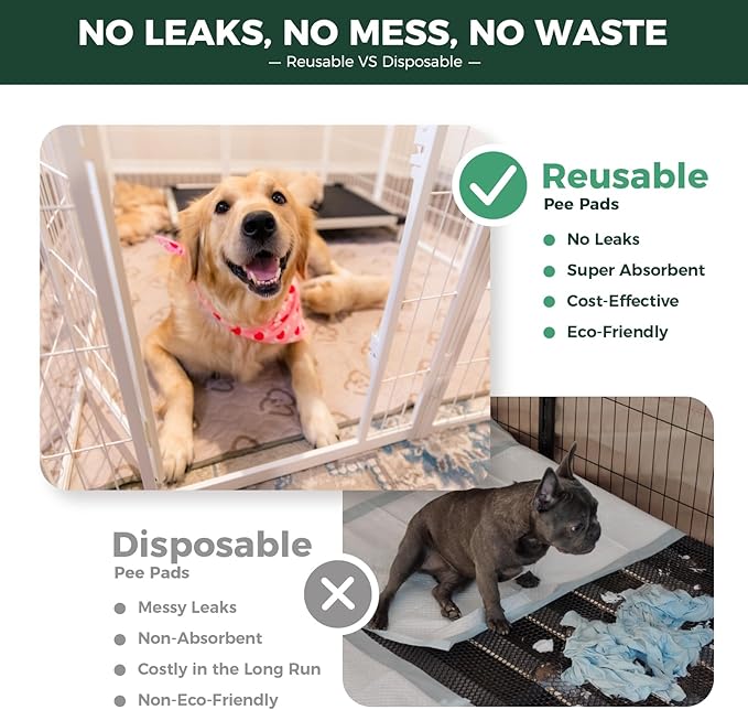 FXW Washable Pee Pads for Dogs, Leak-Proof & Non-Slip, Specifically Designed for Potty Training, Square, 39" x 39", 2 Packs