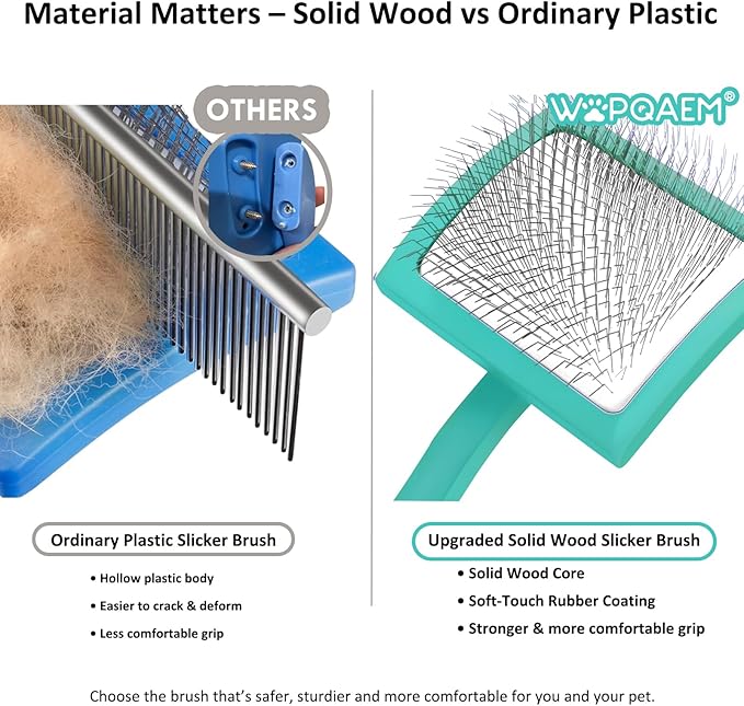 Slicker Brush for Dogs & Cats, Large Dog Brush for Goldendoodles Poodles Doodles Bernedoodles, Long Pin Grooming Tools to Dematting & Reducing Tangles and Fluff, Green