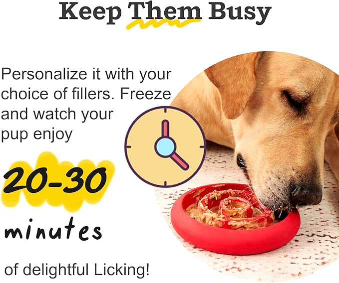 Pawnana Slow Feeder Lick Mat for Dogs - Keep Them Busy - Natural Rubber Dog Frozen Treat Toys - Durable Interactive Enrichment Toys - Licking Dish for Dog De-Stressing, Blue