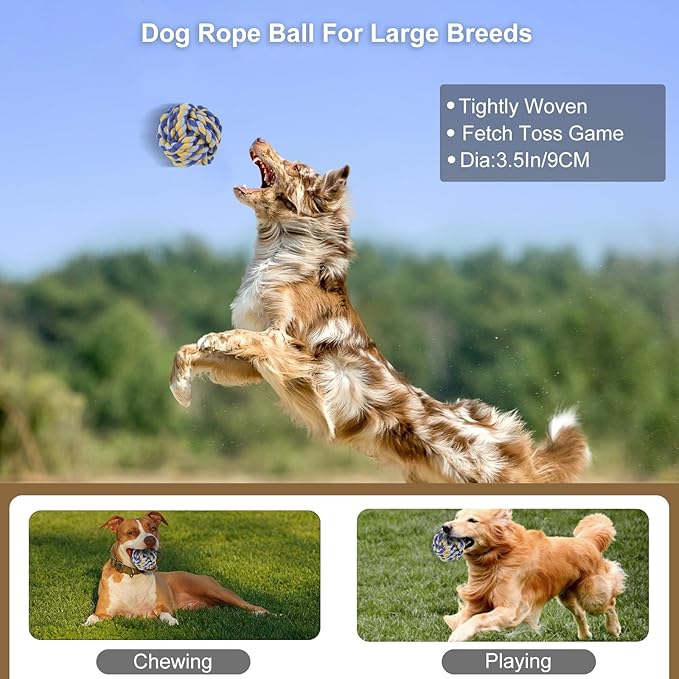 Ryvaxxi Dog Rope Toys for Aggressive Chewers 40In 6 Knots Extra Large Tug of War Dog Toy with Ball, Indestructible Heavy Duty Rope Toys for Dogs Pet Chew Toys for Teething Playing Training
