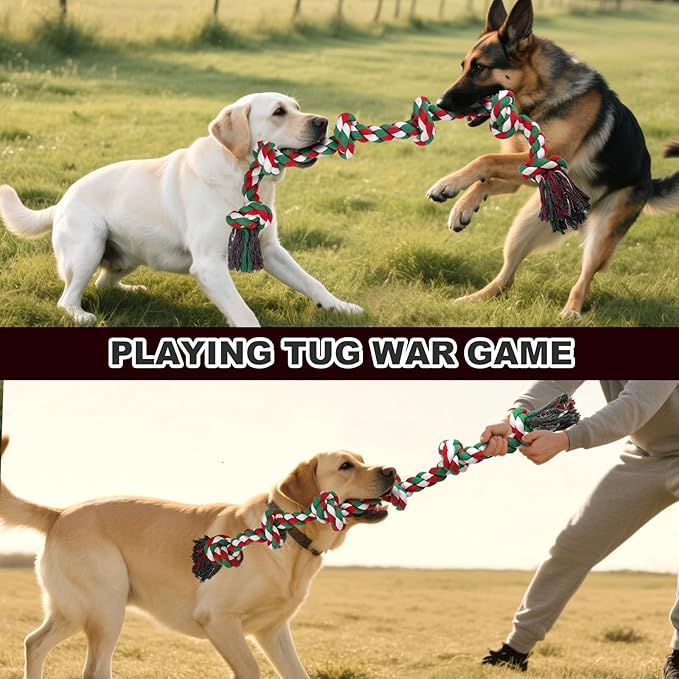 Ryvaxxi Dog Rope Toys for Aggressive Chewers 40In 6 Knots Extra Large Tug of War Dog Toy with Ball, Indestructible Heavy Duty Rope Toys for Dogs Pet Chew Toys for Teething Playing Training