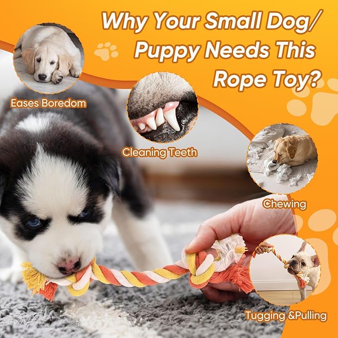 VibeVerve Dog Rope Toys 7 Pack - Puppy Teething Toys for Small/Medium Dogs - Durable Dog Chew Toys for Aggressive Chewers - Interactive Tug of War Toys for Boredom & Teeth Cleaning