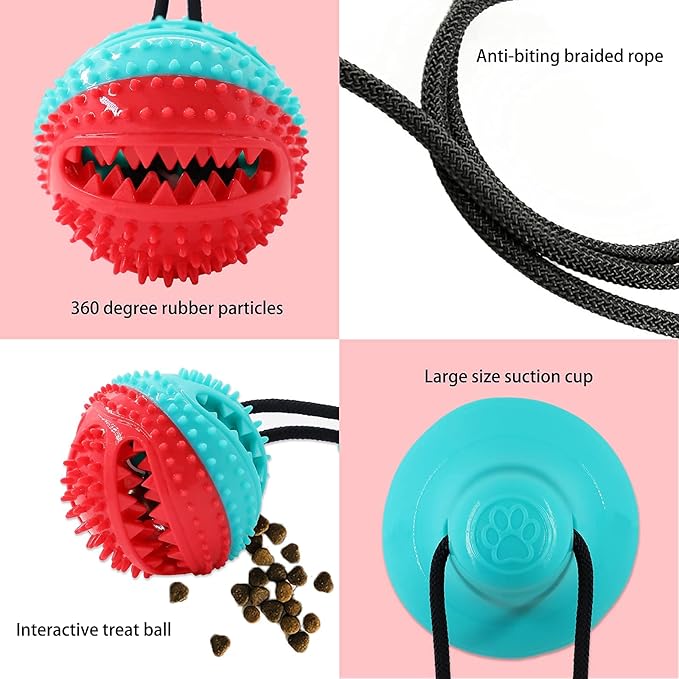 Dog Toys Chew Toys for Aggressive chewers, Puppy Training Treats Teething Rope Toys for Boredom Dog Puzzle Treat Food Dispensing Ball Toys for Puppies Teething (Blue)
