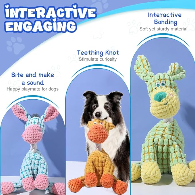 Indestructible Dog Toys,2026 New Durable Plush Dogs Toy for Aggressive Chewers,Squeaky Durable Chew Toy for Indoor Pups Teething, Stuffed Toys for Small Medium Large Dogs (Brown+Green)