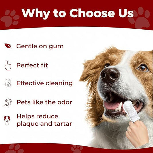 Pets & Pupps Dog Teeth Cleaning Wipes, Cats & Dogs Tooth Brushing Kit to Remove Plaque & Tartar Buildup, Dog Toothbrush and Toothpaste Alternative for Dog Breath Freshener & Dental Care, Unscented