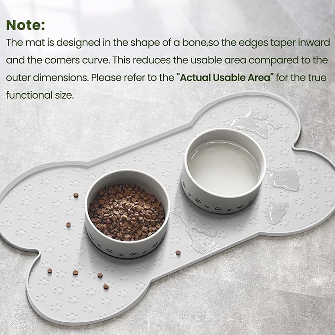 PWTAA Dog Food Mat Anti-Slip Silicone Dog Bowl Mat Thicker Pet Placemat Waterproof Cat Feeder Pad with Raised Edge Puppy Kitten Feeding Mats Suitable Small Medium-Sized Dogs Cats Eating Tray