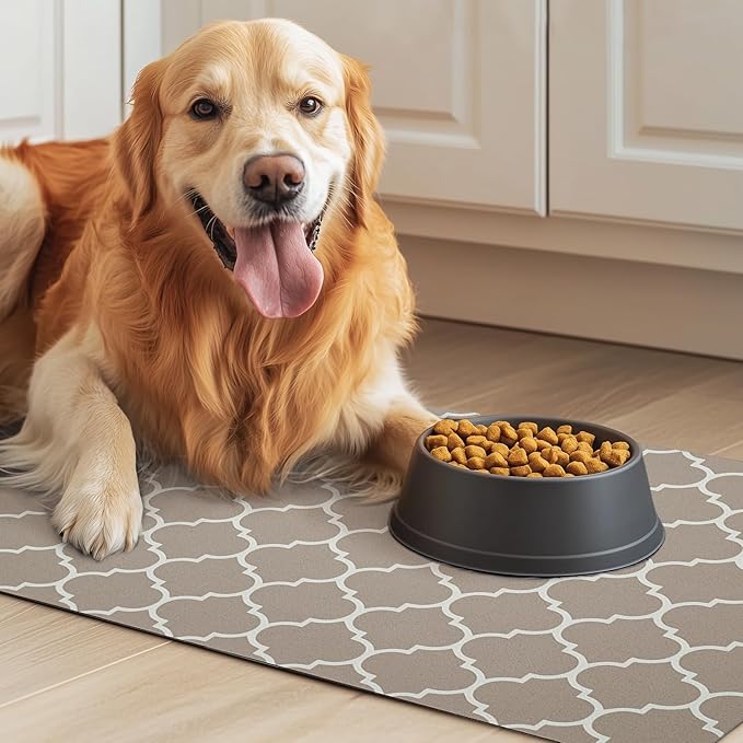 Dog Food Mat for Floors Waterproof Quick Dry Pet Placemat Cat Feeding Bowls Mats for Food and Water, Eco-Friendly Dog Accessories Diatomite Pets Supplies 12" X 20"
