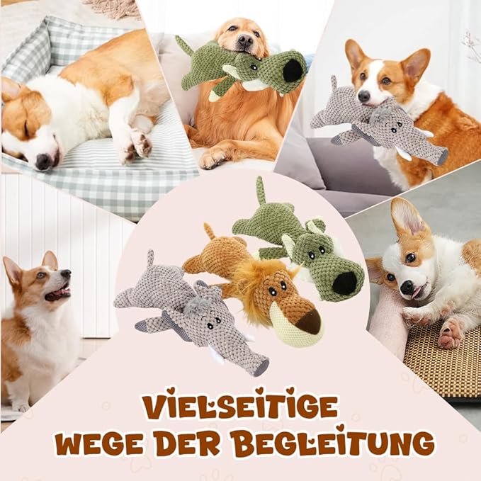 Indestructible Dog Toys,2026 New Durable Plush Dogs Toy for Aggressive Chewers,Squeaky Durable Chew Toy for Indoor Pups Teething, Stuffed Toys for Small Medium Large Dogs (A-Yellow+Grey)