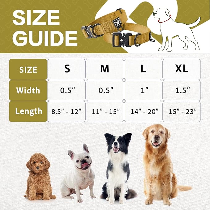 Dog Collars for Large Dogs, Heavy Duty Tactical Dog Collar with Metal Buckle, Durable Pet Collar Quick Release, Reinforced Nylon No Pull Dog Collar (Sunrise, L)