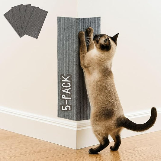 Cat Scratch Mat (5 Pack), 23.6’’ x 11.8’’ Cat Wall Corner Scratcher, Versatile Self-Adhesive Replacement Easy Use for Cat Trees, Wall Furniture, Scratching Posts, and Couch Protection (Dark Grey)