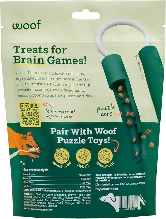 WOOF Air-Dried Puzzle Treats - Refill Treats Sized Puzzle Toys - The Perfect Dog and Puppy Training Treats - Made with Real Chicken - 5 oz