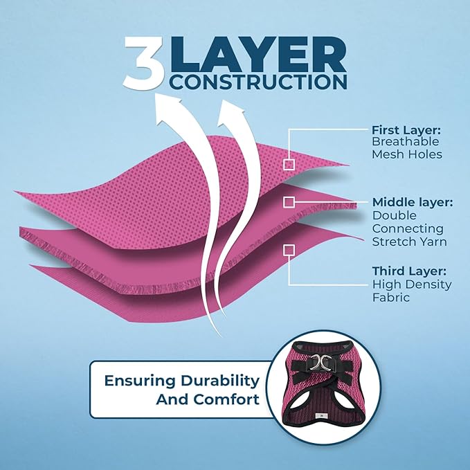 Best Pet Supplies Voyager Step-in Air Harness - All Weather Mesh, Reflective, No Pull Harness for Dogs, Cats - Secure with Hook & Loop Fastener, Buckle, Double D-Rings - Fuchsia 2-Tone, XS
