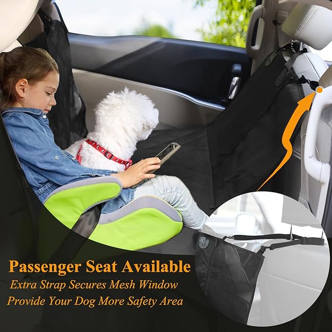 VIVAGLORY Dog Seat Cover Easyhammock Dog Hammock, Seat Cover for Car SUV & Truck, Back Backseat Split Hair Resistant Protector for Pet, Large, Black