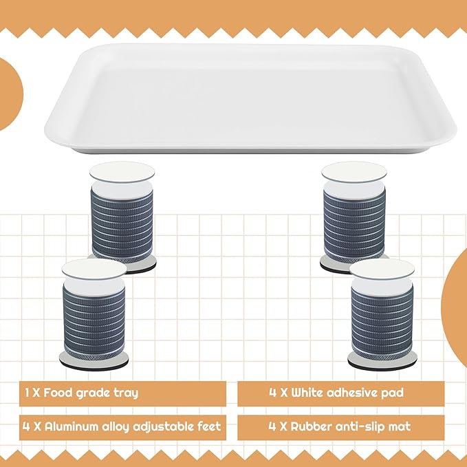 Marsui Ant Proof Cat Dog Bowl Tray - Waterless, Height Adjustable Legs for Pet Neck Comfort No Pest Pet Food Feeding Station, Kitchen Sweets & Trash Ant Barrier(43mm-75mm,White)