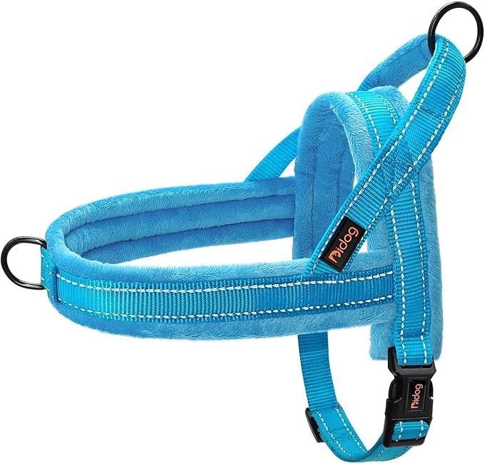 Didog Soft Flannel Padded Dog Vest Harness, No Pull/Quick Fit Reflective Dog Strap Harness, Easy for Training Walking (XXS:Chest 12-15", Blue)