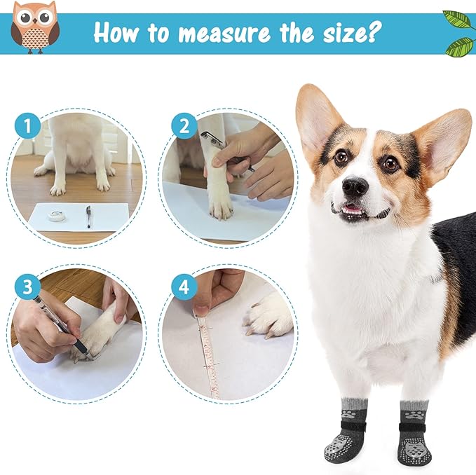 SCENEREAL 6Pcs Anti Slip Dog Socks to Prevent Licking Paws for Hot/Cold Pavement, Dog Grippy Socks for Hardwood Floors, Dog Shoes for Boots & Paw Protectors for Puppy Small Medium Large Senior Dogs
