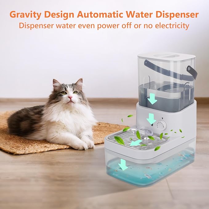 GJEASE Smart Cat Water Fountain No Filter,Cat Drinking Water Fountain Bowl,Battery Operated Filterless Pet Water Fountain
