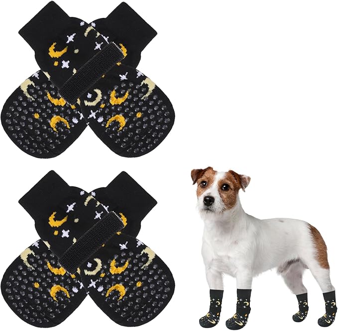 SCENEREAL Anti Slip Dog Socks to Prevent Licking Paws for Hardwood Floors, Double Sides Dog Shoes Boots & Paw Protectors for Hot/Cold Pavement, Dog Grippy Booties for Small Medium Large Senior Dogs