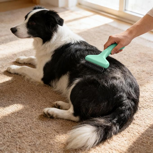 2026 Upgrade Cat Grooming Brush Self Cleaning, Self Cleaning Slicker Brush Small for Dog & Cat, Pet Grooming Deshedding Tool for Detangling & Dematting Long, Easy To Clean Loose Undercoat (Green#A)