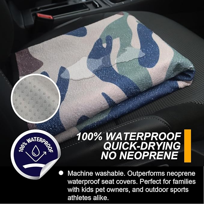LoyaGour Back Seat Cover for Car Trucks Van SUV,Waterproof Rear Bench Towel Seat Covers for Dogs and Kids,Automotive Backseat Protector (Camouflage)