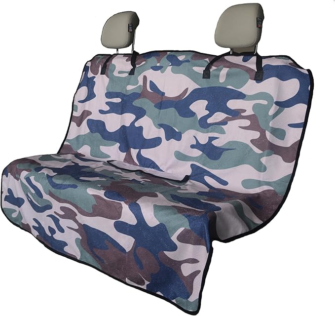 LoyaGour Back Seat Cover for Car Trucks Van SUV,Waterproof Rear Bench Towel Seat Covers for Dogs and Kids,Automotive Backseat Protector (Camouflage)