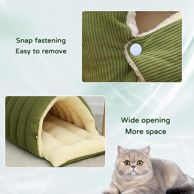 Cat Dog Cave Bed, 2026 New Winter Cave for Cat and Small Dog, Warm Plush Covered Cat House with Removable Cushion,Soft Calming Indoor Cat Bed (Black Plaid, L(20 * 16 * 11inch)