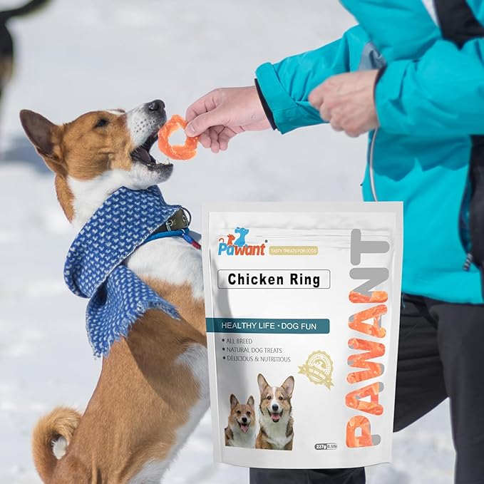 Pawant Chicken Rings Dog Treat Snacks Puppy Treats Natural Chicken Rawhide-Free Soft Healthy for Small Medium and Large Breed 454g