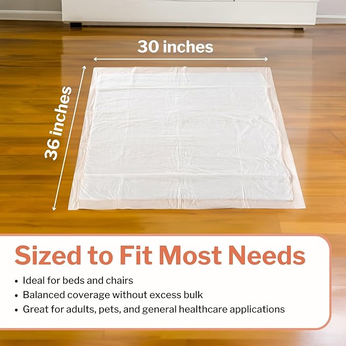 McKesson Underpads Disposable Bed Pads 30" x 36" [50 Count], Heavy Absorbency, Ultra Incontinence Chux Pads for Adults, Elderly, and Baby