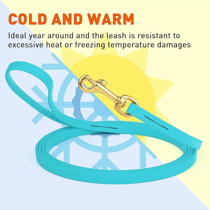 Viper K9 Biothane Working Dog Leash Waterproof Lead for Tracking Training Schutzhund Dog Sport & Search - Odor-Proof Long Line with Solid Brass Snap for Puppy Medium Large 1/2" x 20ft Sky Blue