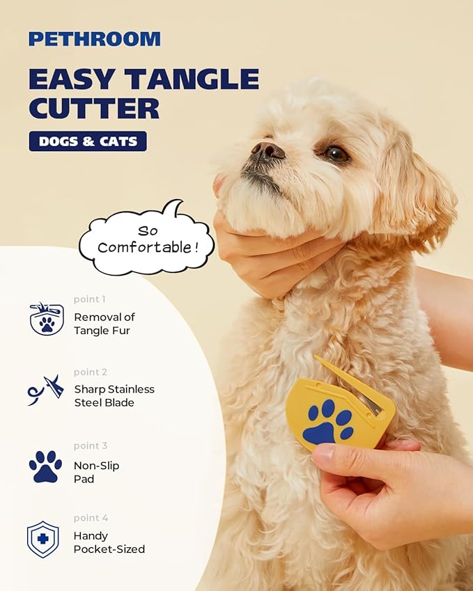PETHROOM Healing Slicker Brush & Matt Splitter – Gentle Detangling & Shedding Control for Dogs & Cats, 306 Bristles, One-Touch Hair Removal & Safe Dematting Blade for Tangle-Free Grooming