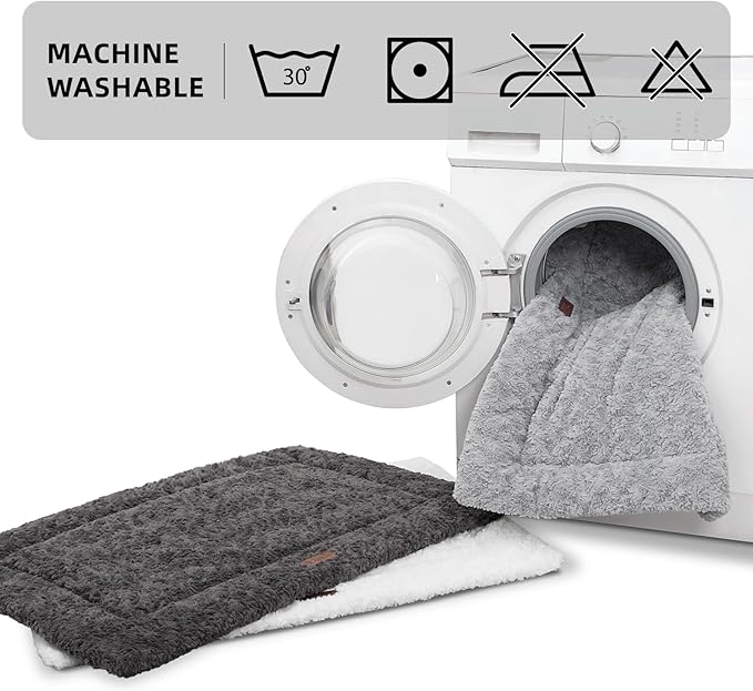 Reversible Dog Bed Mat 29"x18" for Small Medium Dogs - Supportive Double-Sided Crate Pad, All-Season Cooling & Warmth, Ultra Soft Machine Washable Pet Bed, Fits Most 30-Inch Kennels, Dark Gray