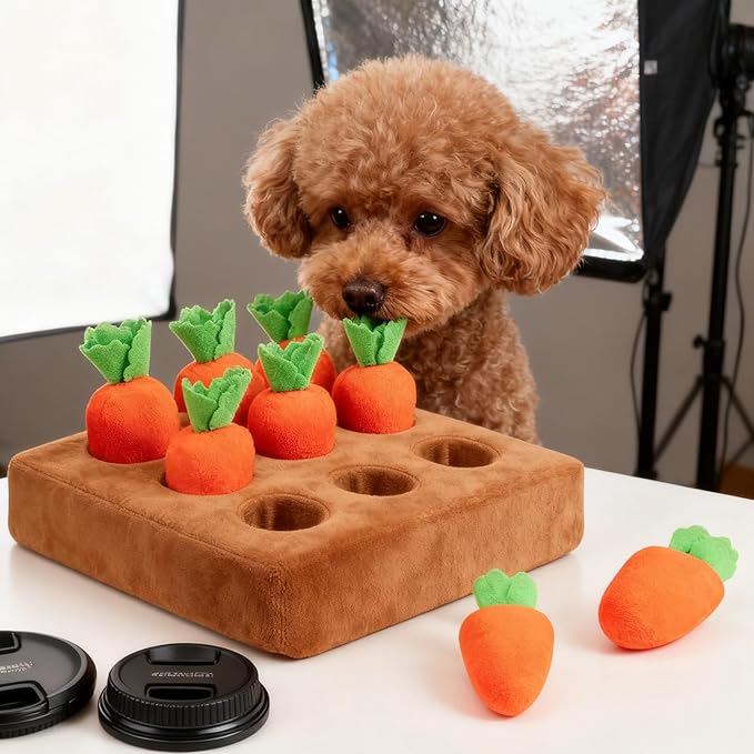 Carrot Snuffle Mat for Dogs, Harvest Chew Toy Encouraging Foraging, Interactive Dog Toy for Boredom & Mental Stimulation, Dog Snuffle Mat Encourages Natural Foraging Skills and Slow Eating
