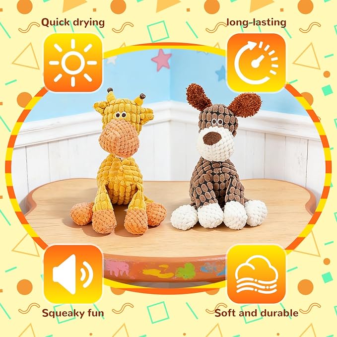 Indestructible Dog Toy,2026 New Durable Plush Dog Toys for Aggressive Chewers,Squeaky Chew Toy for Small Medium Large Dogs Puppy Teething Toys (Brown+Orang)