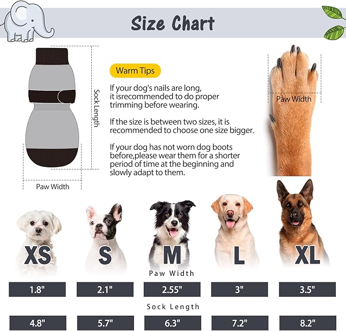 SCENEREAL 6Pcs Anti Slip Dog Socks to Prevent Licking Paws for Hot/Cold Pavement, Dog Grippy Socks for Hardwood Floors, Dog Shoes for Boots & Paw Protectors for Puppy Small Medium Large Senior Dogs