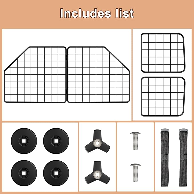 Dog Barrier for SUV,Adjustable Pet Barrier for car 36" to 62" Width for Trucks, SUV, Vans,Heavy-Duty Wire Mesh Barriers Safety Travel Accessories,Pet Travel Barriers