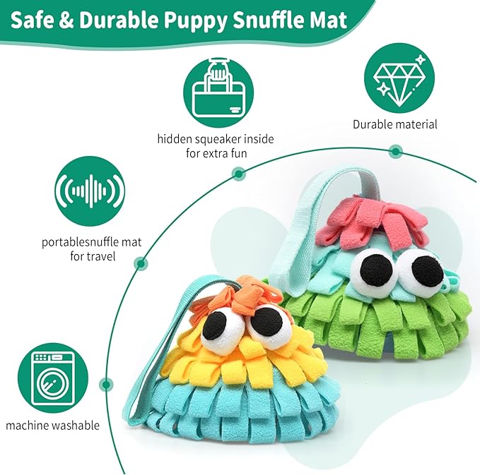 Squeaky Dog Snuffle Food Toys, Hide and Seek Enrichment Puzzle Toys for Boredom, Slow Eating, Training Foraging Skills and Stress Relief, for Puppy Cats Rabbits