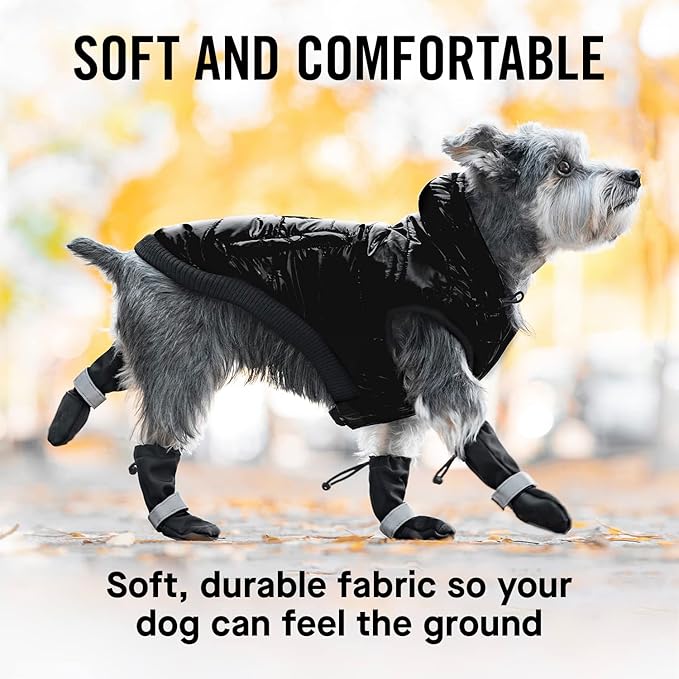 Canada Pooch Dog Winter Boots - Paw Protection, Anti-Slip Dog Shoes with Reflective Strap, Easy On for Small Medium Large Dog Booties - Black, Size 4