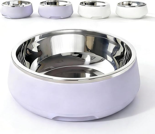 Stainless Steel Dog Bowls,Non Slip Dog Water Bowl,Puppy Bowls,Small Dog Food Bowl,Medium Large Dog Bowl,Cat Water Bowl No Spill, Shallow Dog Bowl,Dishwasher Safe Metal Pet Bowls,45 Fl Oz Lilac Purple