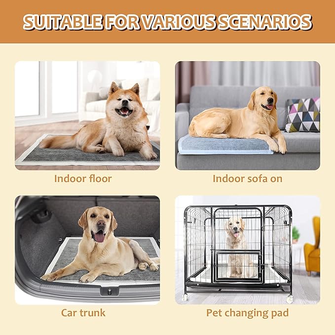 Dog Pee Pads Extra Large 28"x 34", 18 Count, Activated Carbon Charcoal Puppy Pads XL, Potty Pads for Dogs with Adhesive Sticky Tape, Disposable Training Bed Pads for Pets, Doggies, Cats