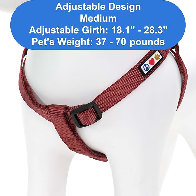 Pawtitas Solid Step-in Dog Harness – Adjustable No-Pull Vest for Puppies to Seniors, Safe & Comfortable M Marsala