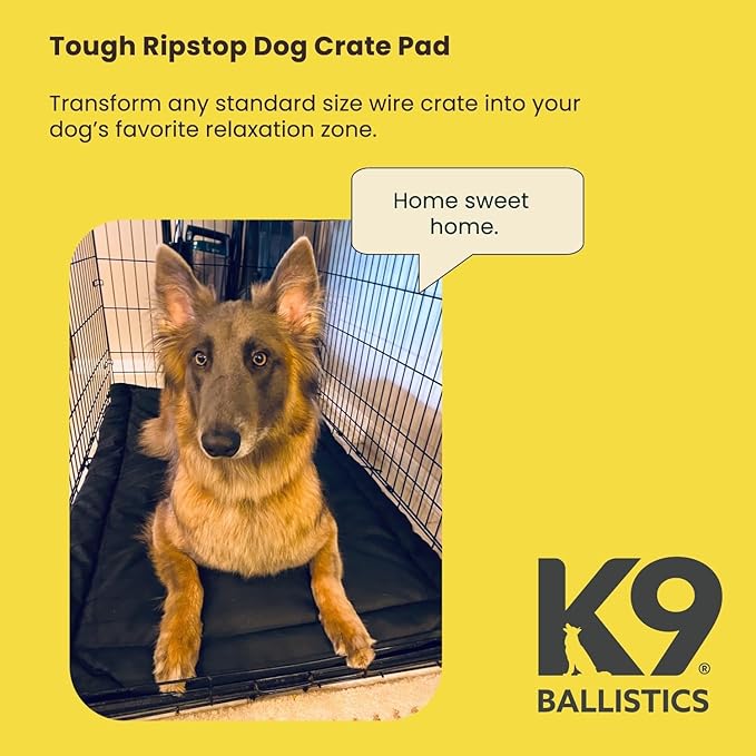 K9 Ballistics Tough Ripstop Dog Crate Pad - Durable, Machine Washable XXL Kennel & Travel Mat for XX Large Dogs, 53 x 36 Fits 54" Wire Crates, Blue Quartz